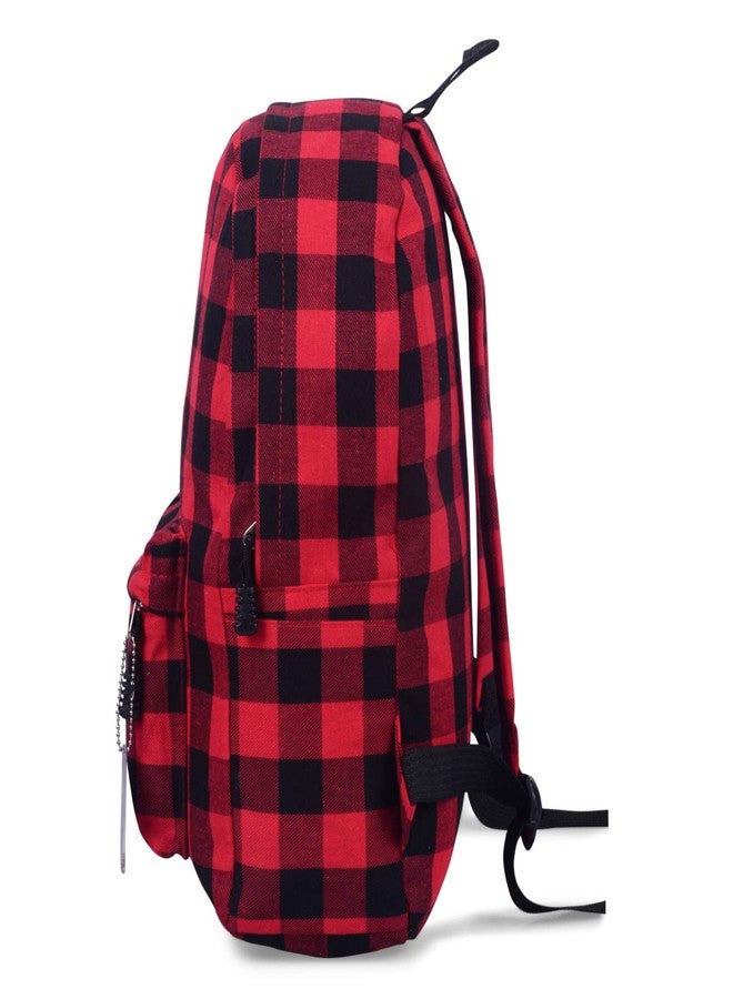 Crya Canvas Red and Black Trek Check Kid's School Backpack - Image 4